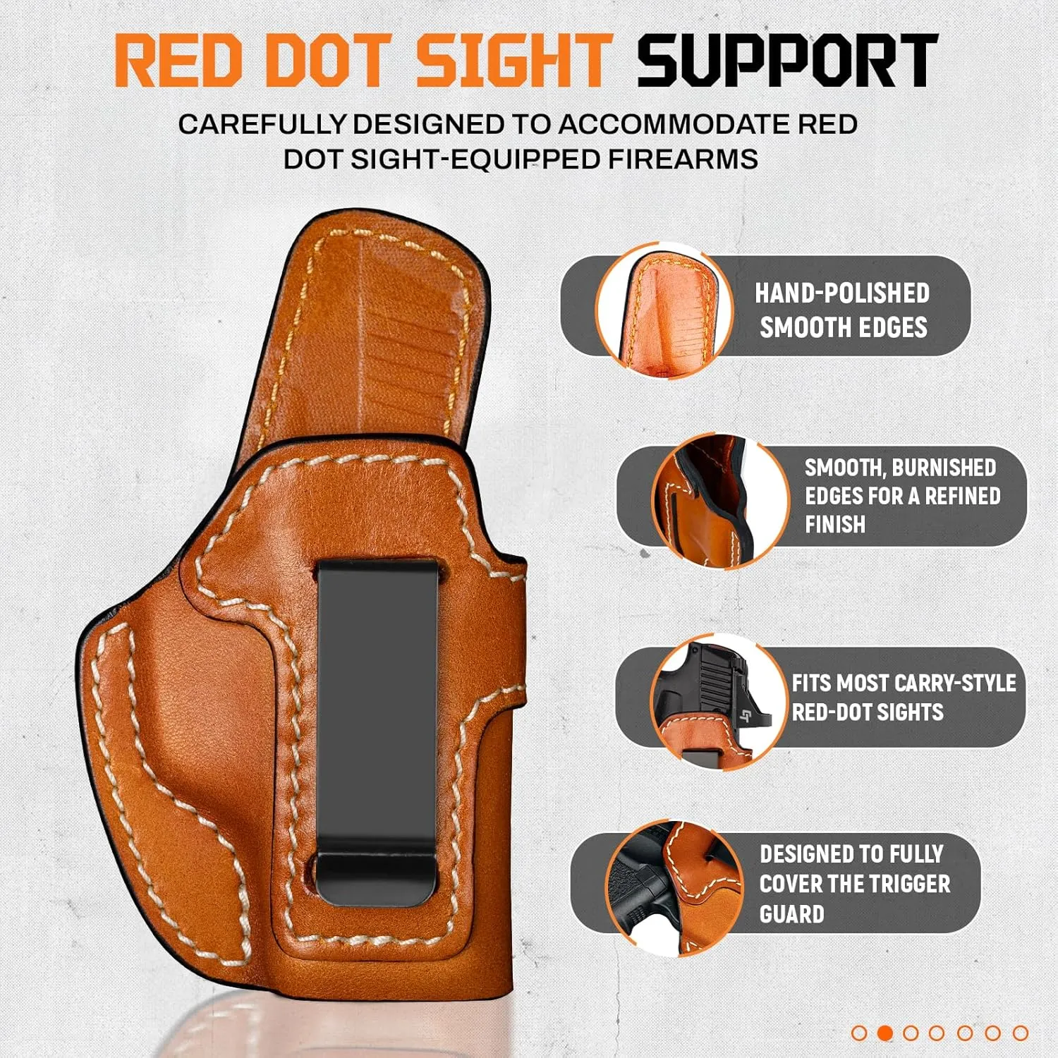Premium IWB Leather Holster for SIG Sauer P365, P365X, P365XL, Optic-Ready Concealed Carry Holster, Molded Leather, Steel Clip Fits 1.75" Belt, Inside Waistband, Classic Brown Color, Right/Left Hand