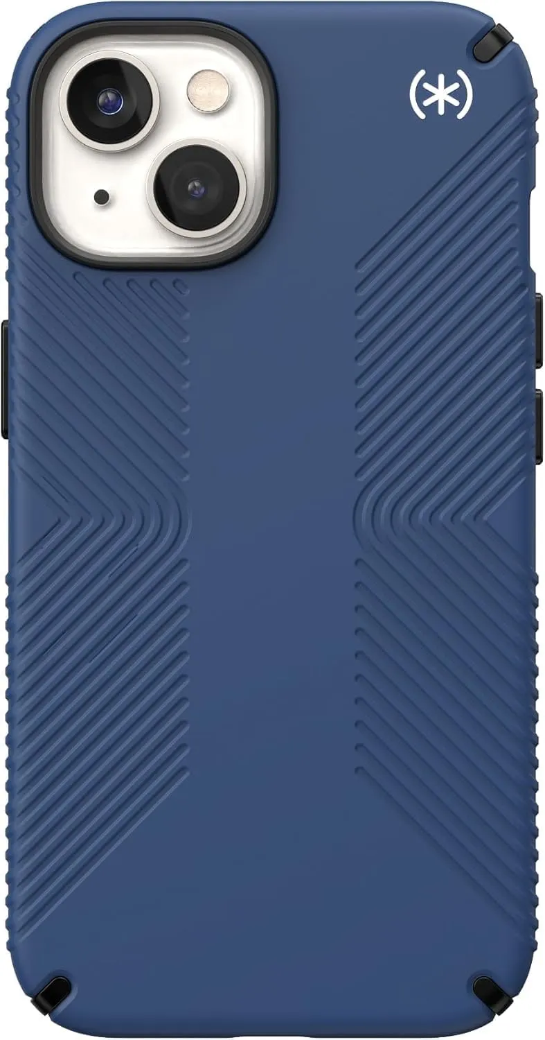 Presidio2 Grip Case for Apple iPhone 14 & 13 -Polycarbonate, Shock-Absorbent (Blue)
