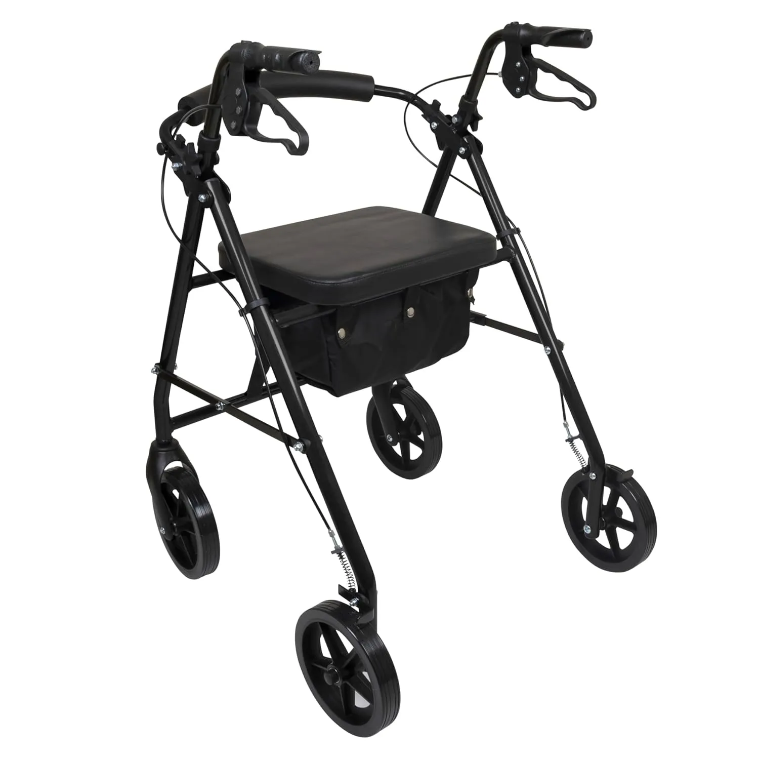 ProBasics 4 Wheel Medical Rolling Walker with Wheels, Seat, Backrest and Storage Pouch - Rollator Walker for Seniors- Durable Aluminum Frame Supports up to 300 lbs, 8-inch Wheels, Black