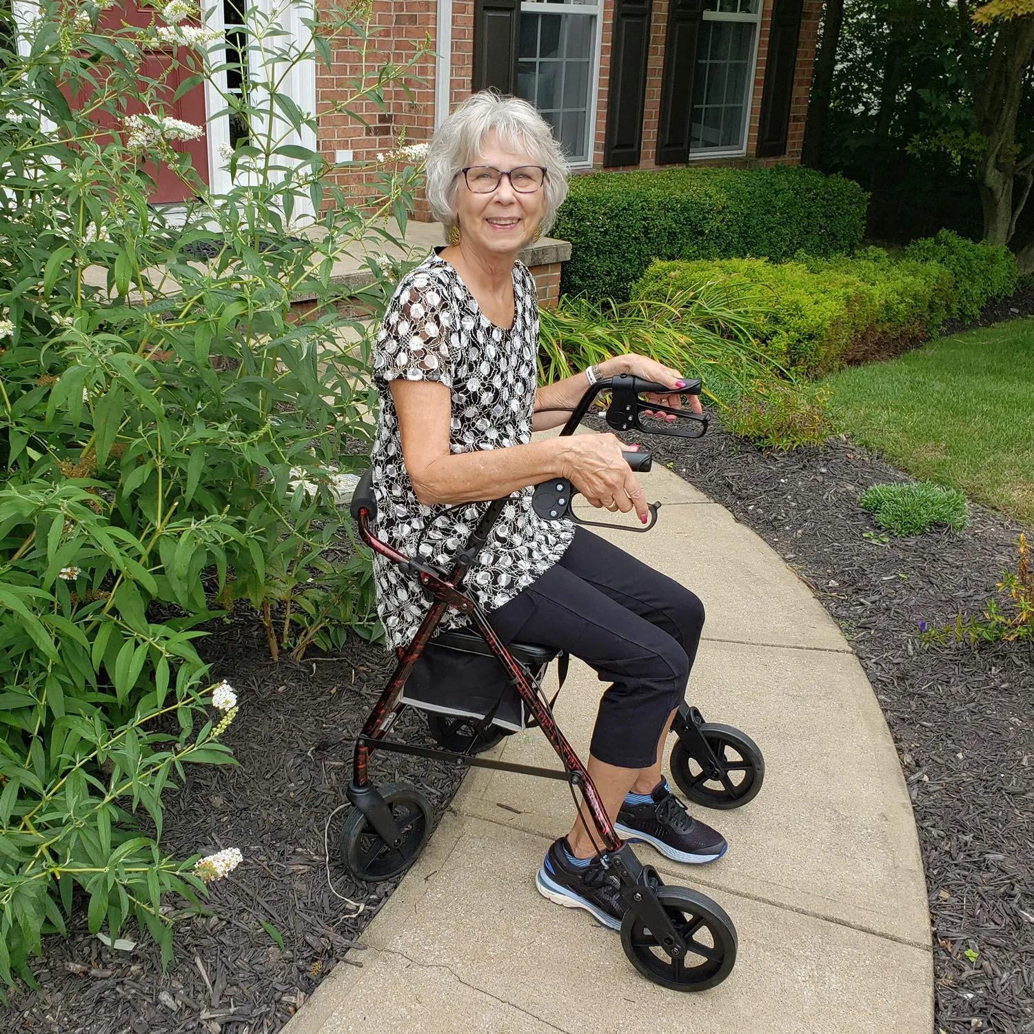 ProBasics Deluxe Flame Finish Aluminum Rollator (Flame Burgundy)