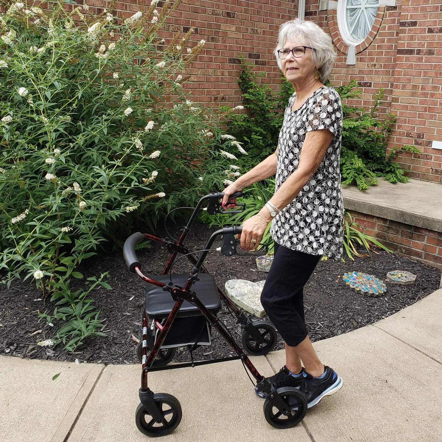 ProBasics Deluxe Flame Finish Aluminum Rollator (Flame Burgundy)
