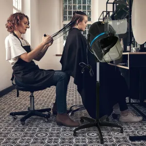 Professional Height Adjustable Hair Dryer Hooded, Floor Standing Bonnet Hair Dryer, Stand Up Rolling Base w/Wheels for Beauty Salon Equipment Home Spa, Black