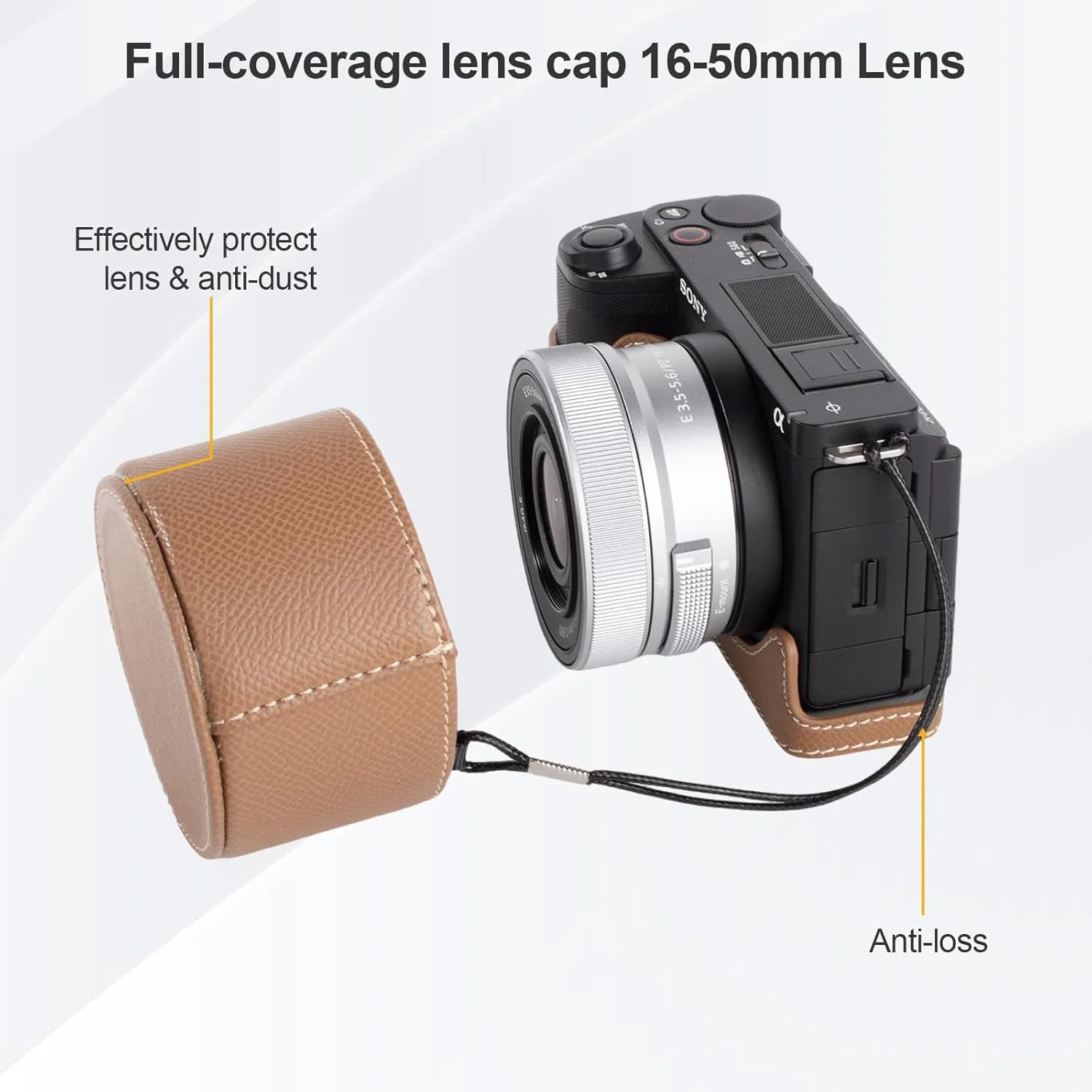 Protective Camera Case Kit for Sony ZV-E10 II Mirrorless Camera,For Sony ZVE10II Half Case ZV-E10II Camera Cover With 16-50MM Front Lens Cap With Shoulder Strap-CHOC