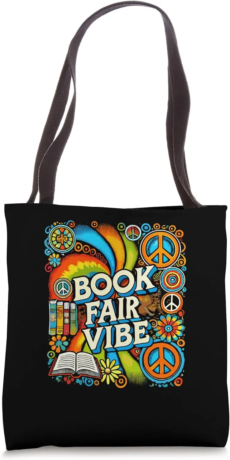 Psychedelic Book Fair for Avid Readers Bookaholic Librarian Tote Bag