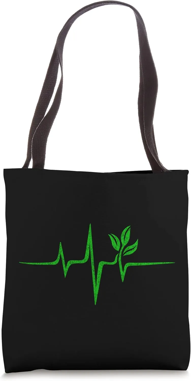 Pulse, green, heartbeat, vegan, plant, nature, environment Tote Bag