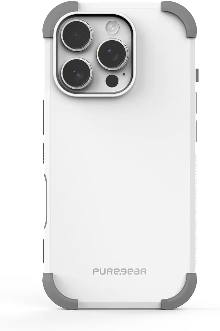 PureGear DualTek Case for Apple iPhone 16 Pro (2024) 6.3", Military Tested and Approved Protection, Heavy-Duty Durable Protective iPhone 16 Pro Case, Drop Test Certification of 20ft, White