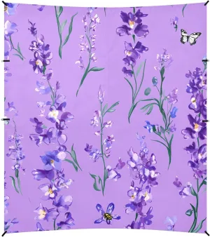 Purple Gladiolus Flowers Foldable Beach Tent UPF50  Protection Water-Resistant Portable Sun Shelter with Sand Shovel, Sandbags for Backyard and Camping