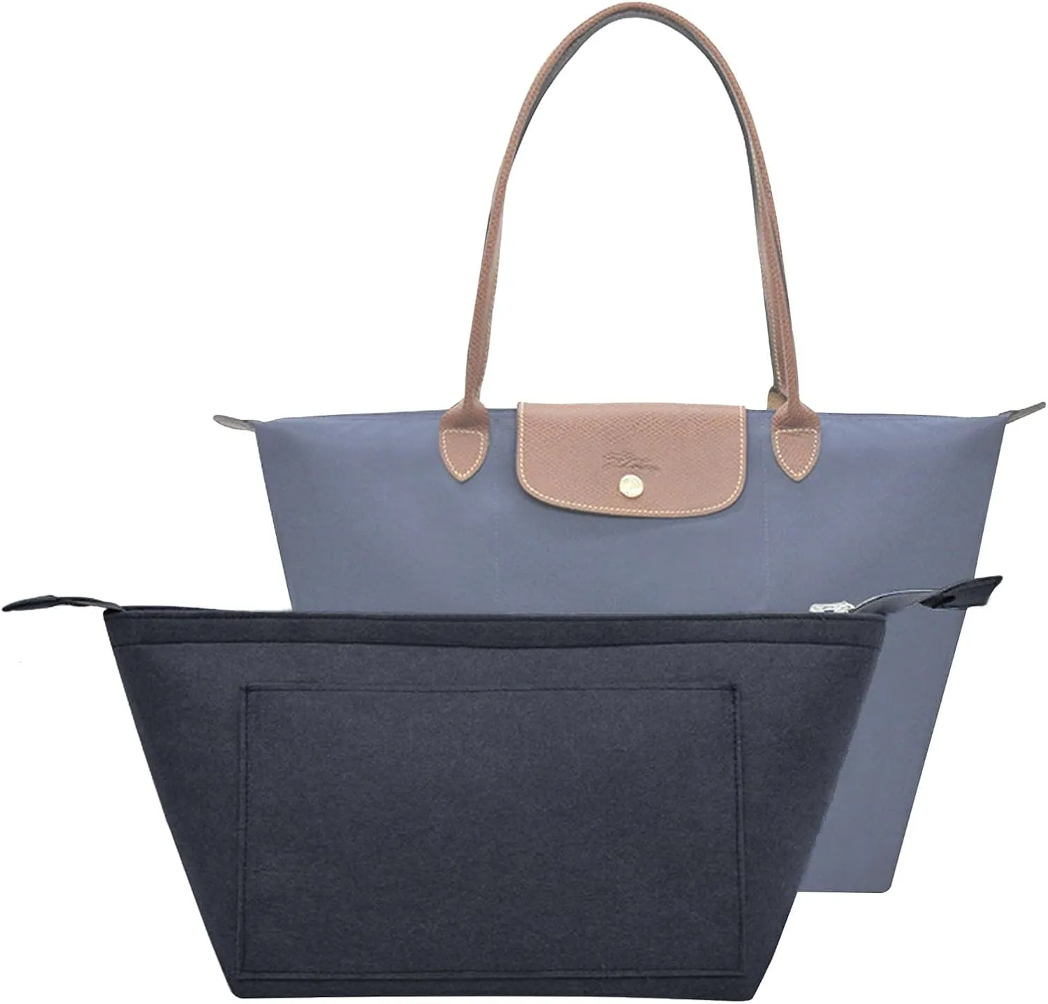 purse Organizer Insert for Longchamp Bag le pliage Nevefull Tote Bag Organizer Y016-black-L