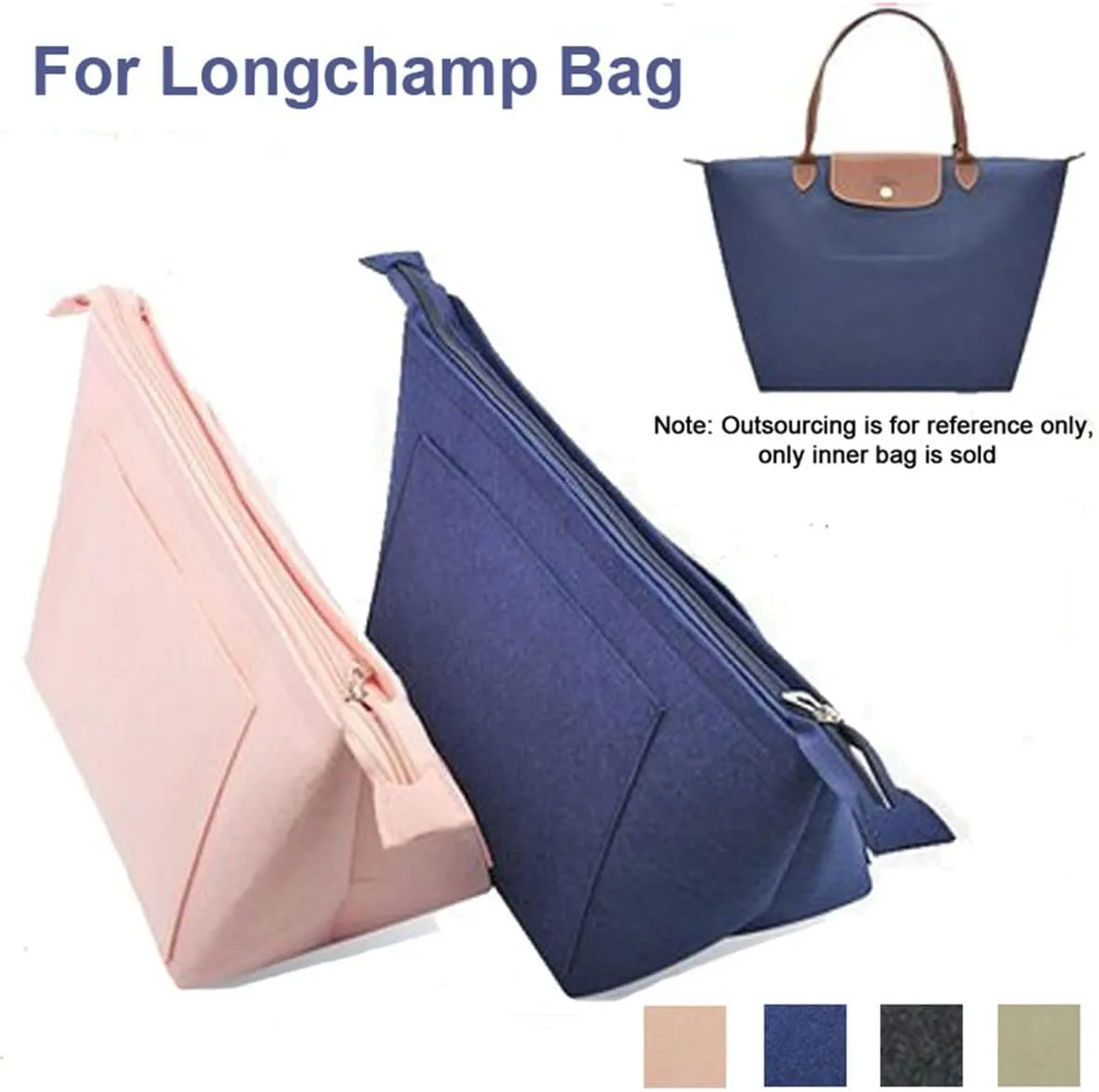 purse Organizer Insert for Longchamp Bag le pliage Nevefull Tote Bag Organizer Y016-black-L