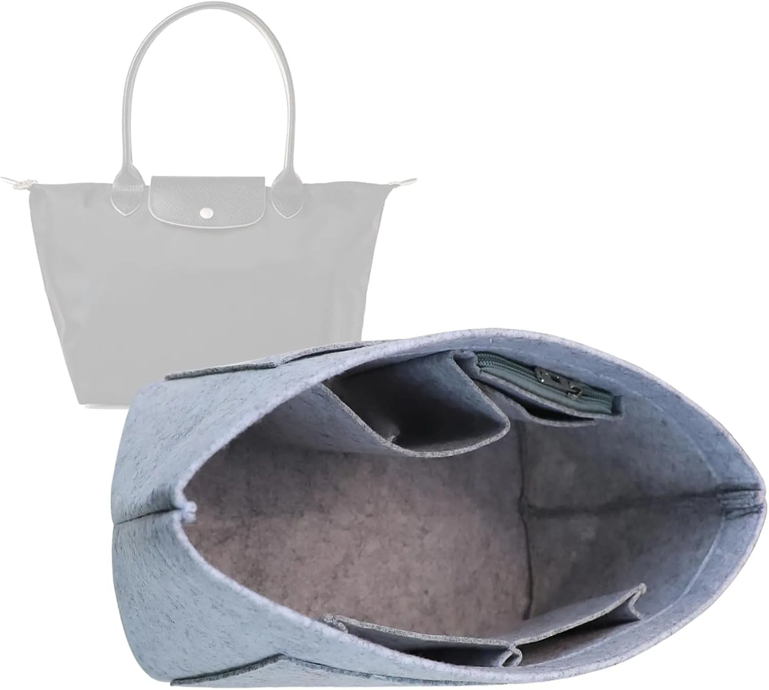 Purse Organizer Insert for longchamp Le Pliage Neo(Large) Handbags Insert Organizer 1012French grey-L