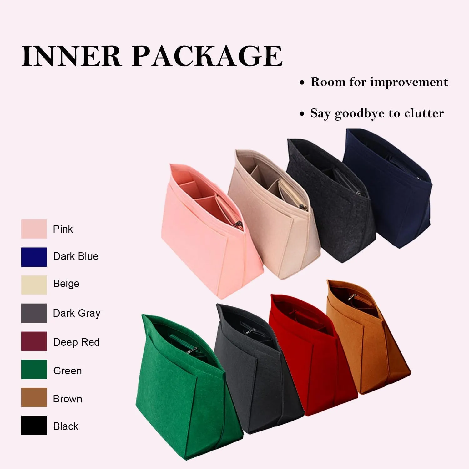Purse Organizer, Multi-Pocket Felt Handbag Organizer, Folding Tote Bag Organizer Insert for Longchamp (Brown, Medium)