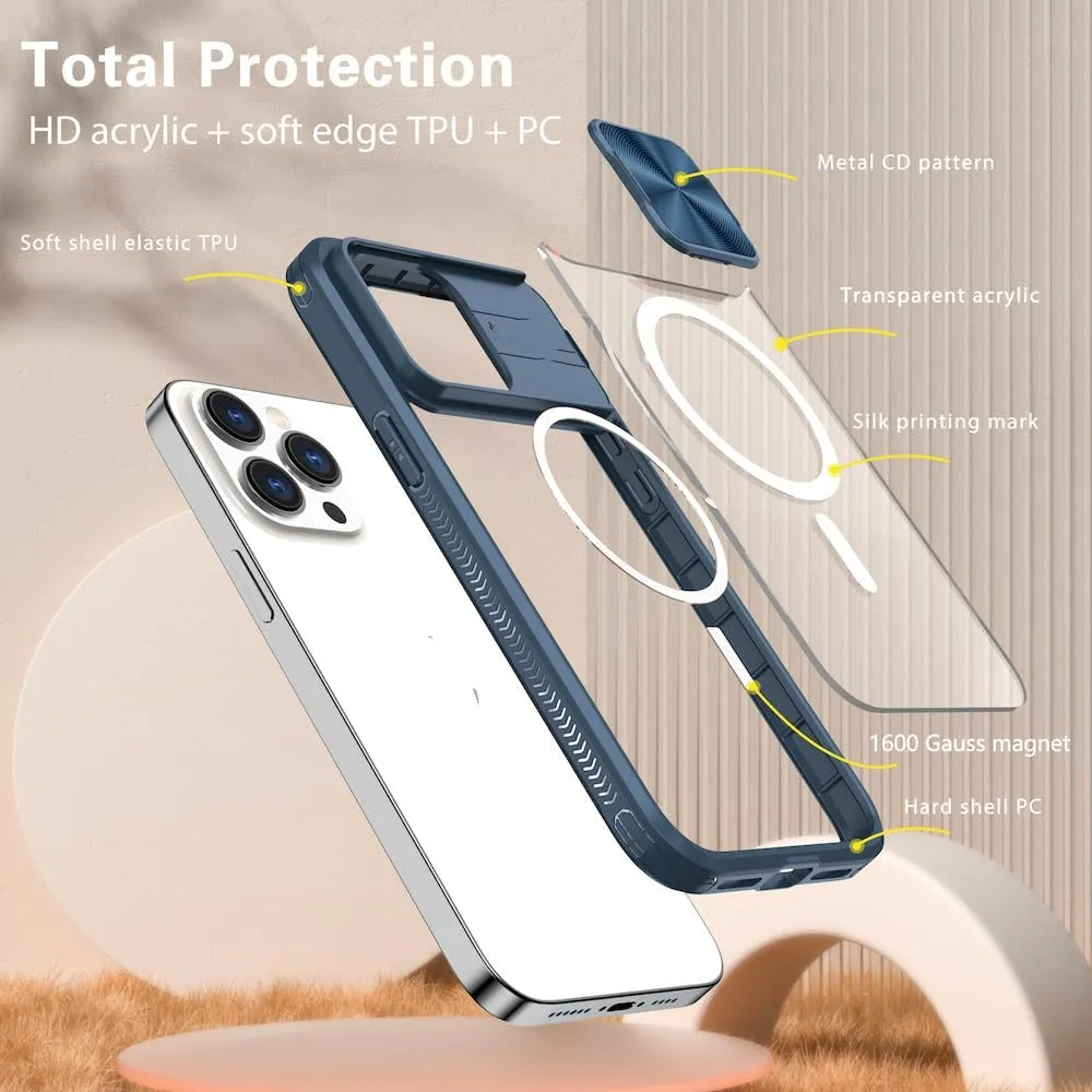 Push Window Slide Camera Protector Wireless Charging Magnetic Mobile Phone Case for iPhone 14 Pro Max 13 12 11 XR XS 7 8 Plus SE,Blue,for iPhone XR