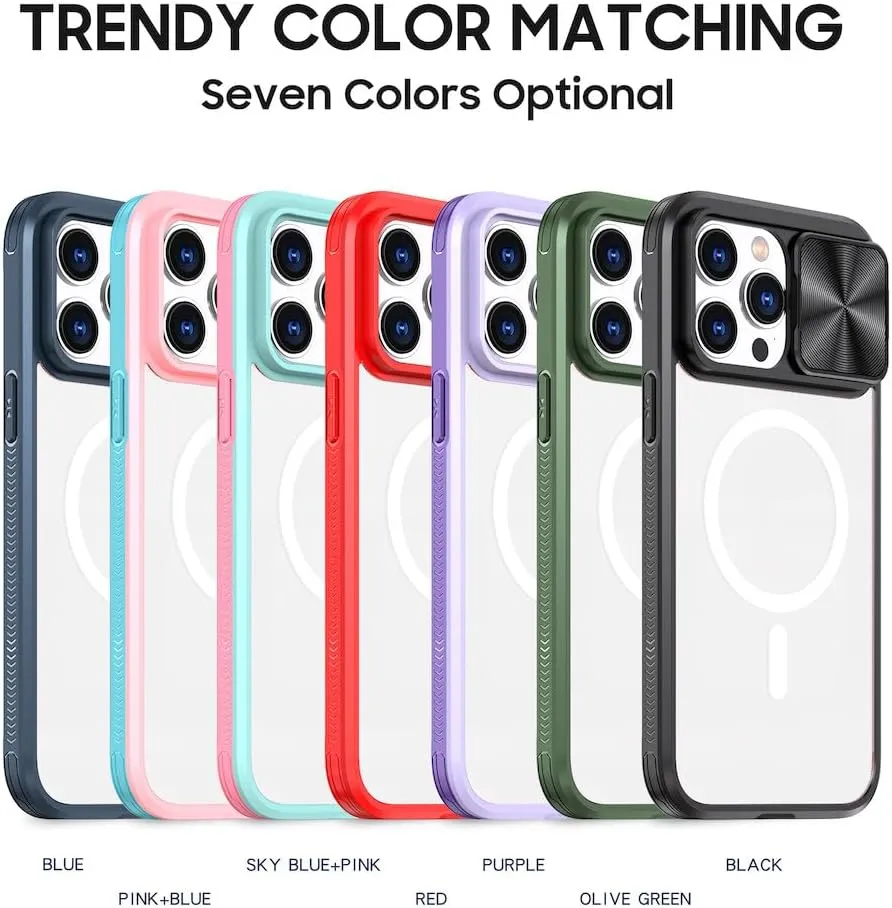 Push Window Slide Camera Protector Wireless Charging Magnetic Mobile Phone Case for iPhone 14 Pro Max 13 12 11 XR XS 7 8 Plus SE,Blue,for iPhone XR