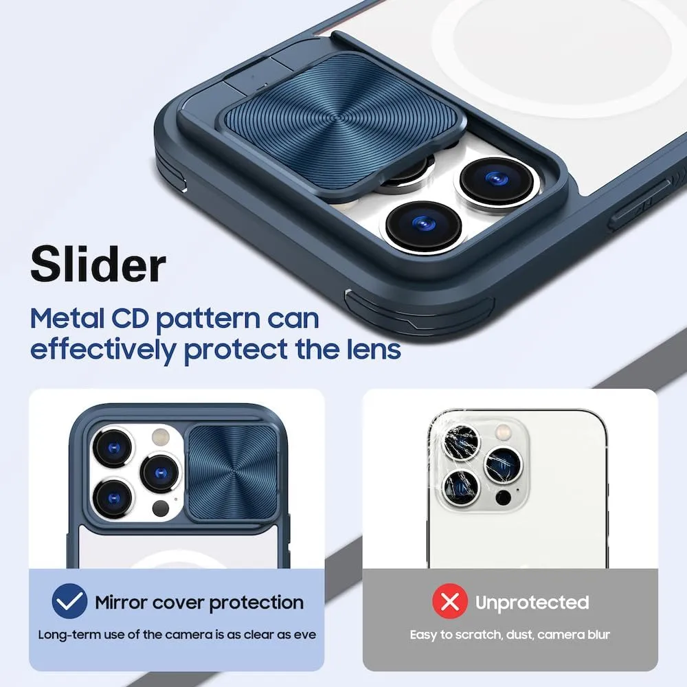 Push Window Slide Camera Protector Wireless Charging Magnetic Mobile Phone Case for iPhone 14 Pro Max 13 12 11 XR XS 7 8 Plus SE,Blue,for iPhone XR