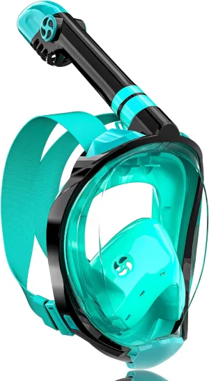 QingSong Full Face Snorkel Mask for Adults, Snorkeling Gear with Camera Mount, Foldable 180 Degree Panoramic View Snorkeling Set Anti-Fog Anti-Leak