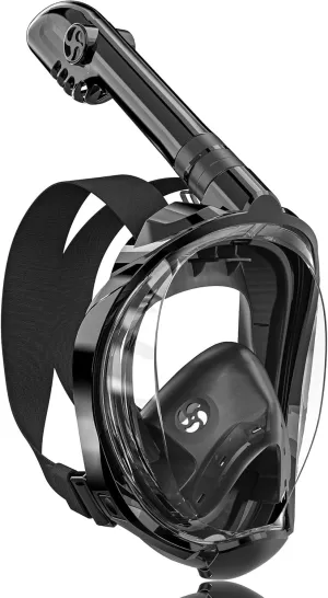 QingSong Full Face Snorkel Mask for Adults, Snorkeling Gear with Camera Mount, Foldable 180 Degree Panoramic View Snorkeling Set Anti-Fog Anti-Leak