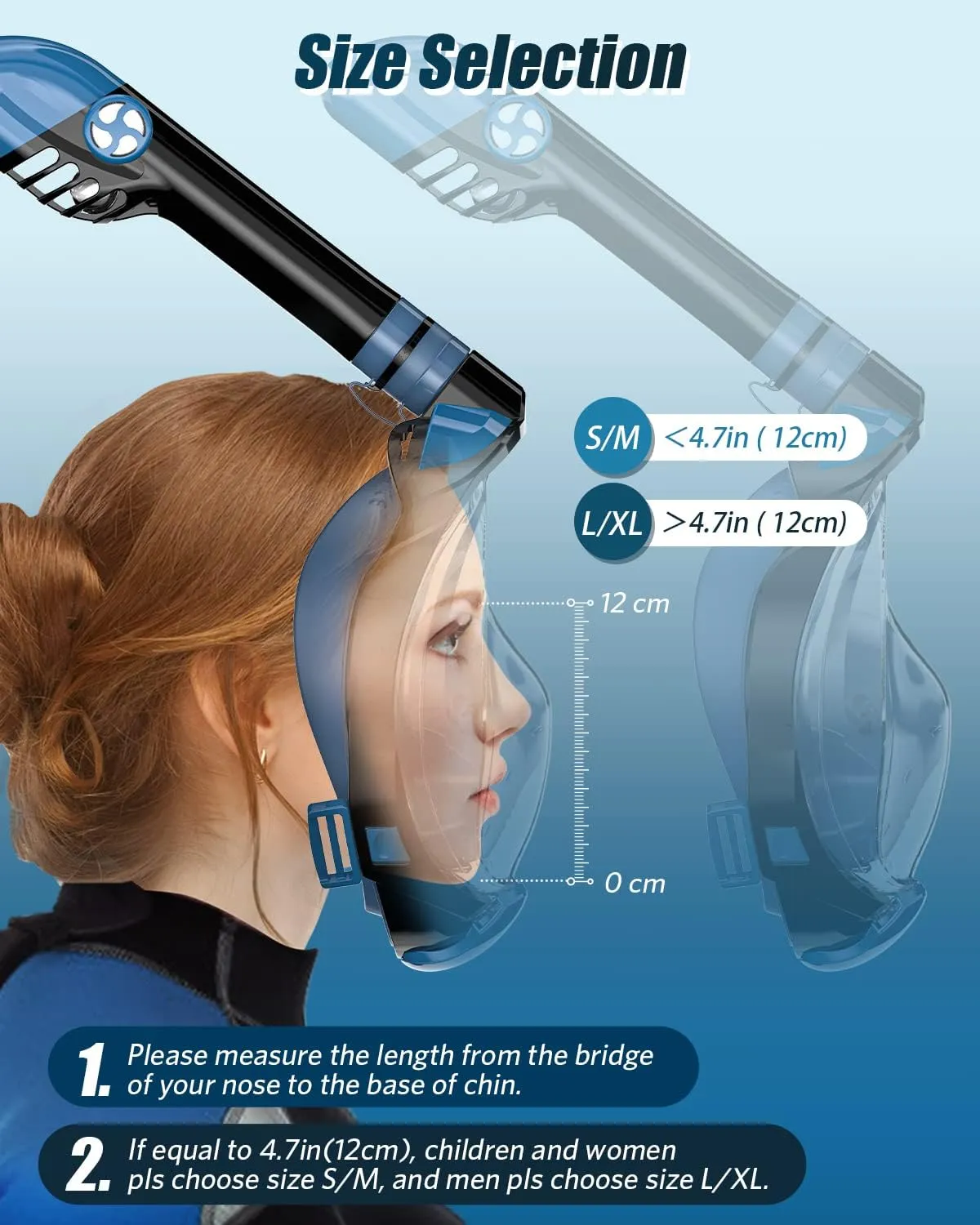 QingSong Full Face Snorkel Mask for Adults, Snorkeling Gear with Camera Mount, Foldable 180 Degree Panoramic View Snorkeling Set Anti-Fog Anti-Leak