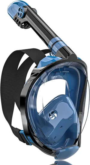QingSong Full Face Snorkel Mask for Adults, Snorkeling Gear with Camera Mount, Foldable 180 Degree Panoramic View Snorkeling Set Anti-Fog Anti-Leak