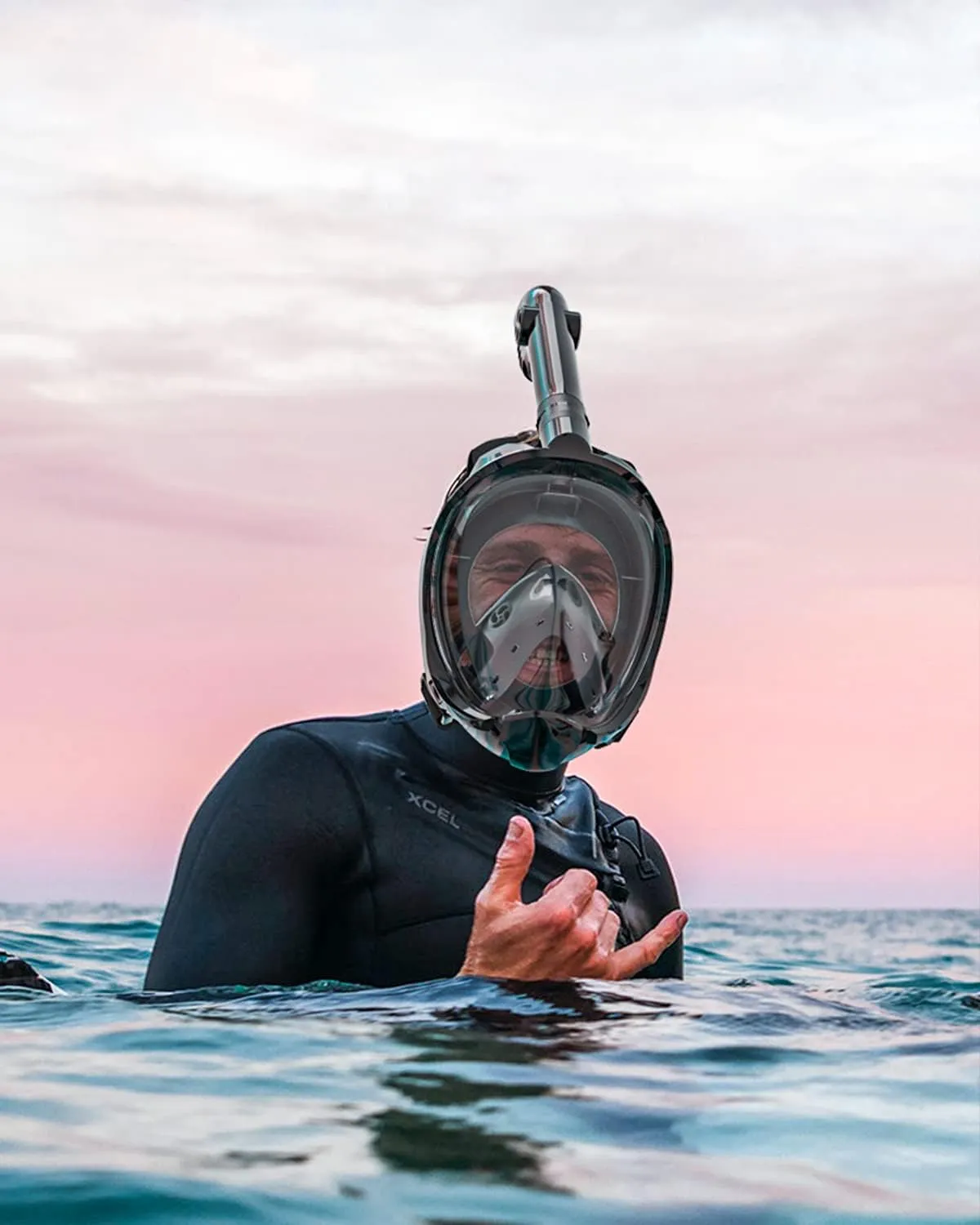 QingSong Full Face Snorkel Mask for Adults, Snorkeling Gear with Camera Mount, Foldable 180 Degree Panoramic View Snorkeling Set Anti-Fog Anti-Leak