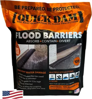 Quick Dam QD610-1 Water-Activated Flood Barrier-1 Pack, Black