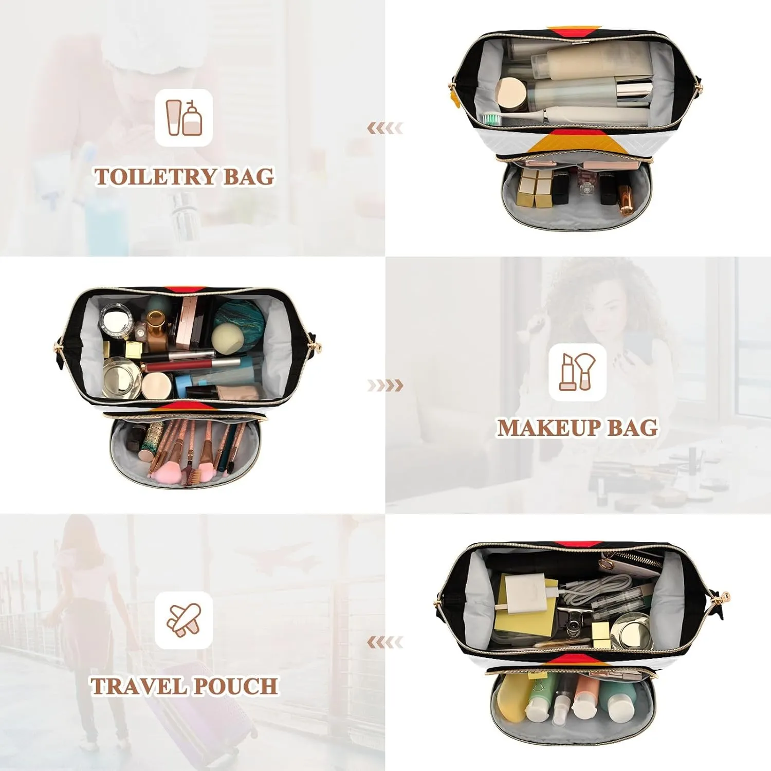 Quilted Makeup Bag Set with 9-Piece Accessory Set, Straight Ally Pride Flag Mix Lgbt Portable Toiletry Bag Makeup Bag Travel Cosmetic Bag Toiletry Bag Organizer Pouch