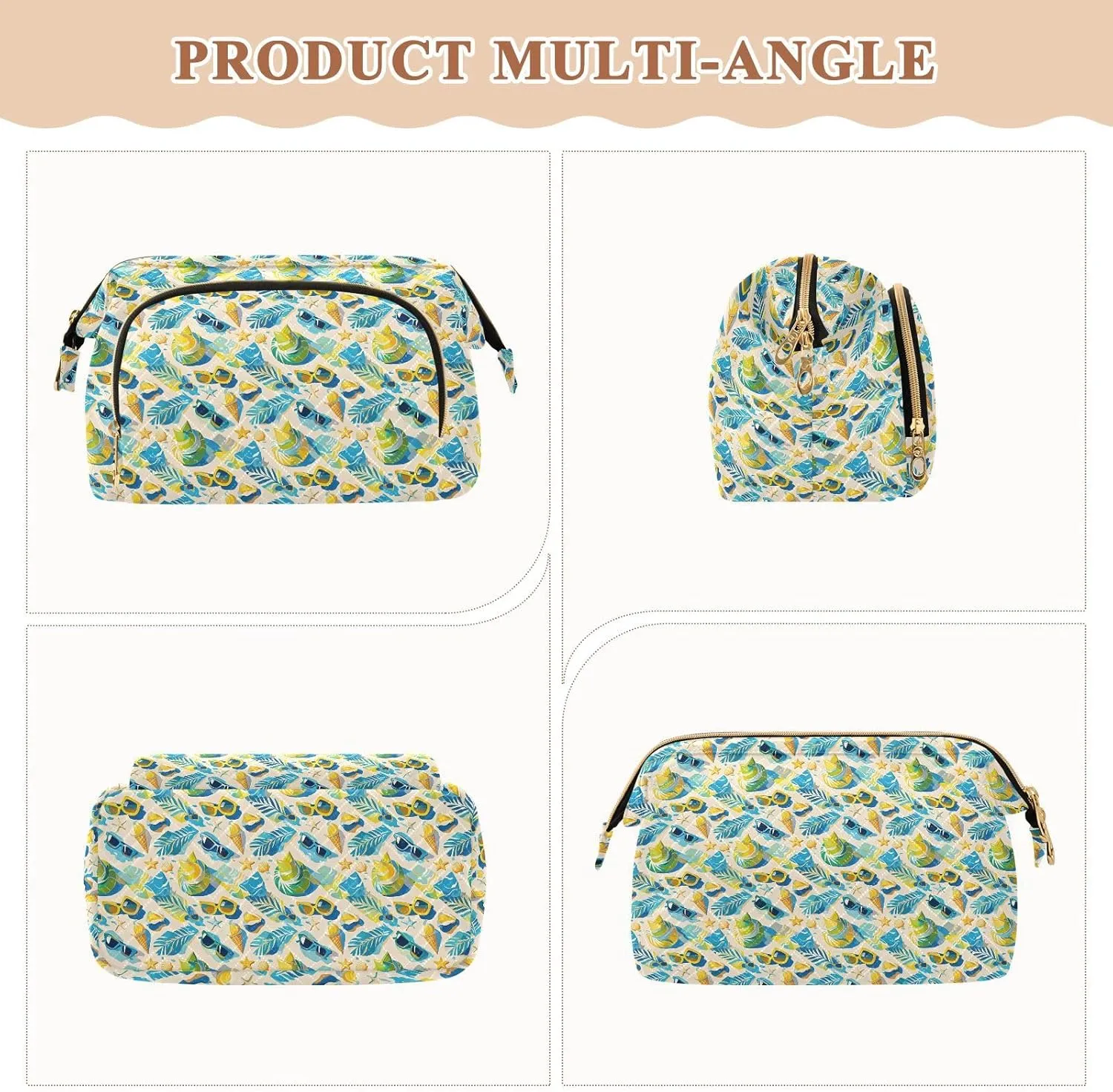 Quilted Makeup Organizer Spacious Travel Bag with Puffy Padded Design for Women