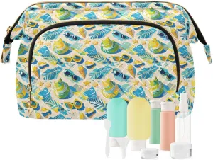 Quilted Makeup Organizer Spacious Travel Bag with Puffy Padded Design for Women
