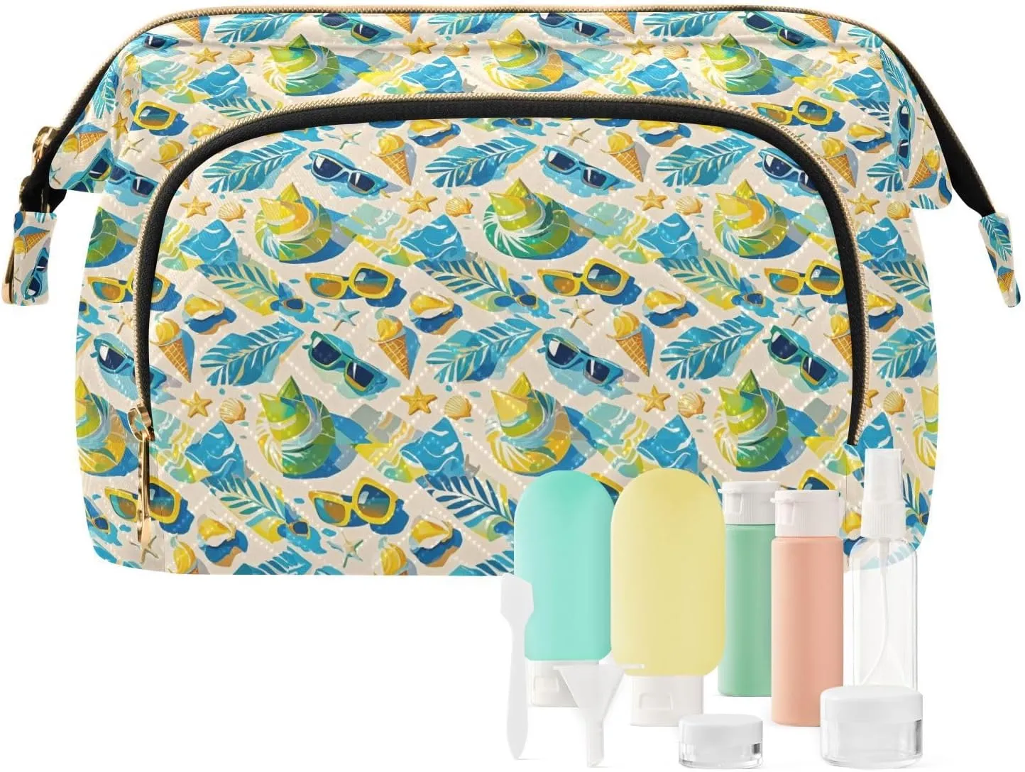 Quilted Makeup Organizer Spacious Travel Bag with Puffy Padded Design for Women