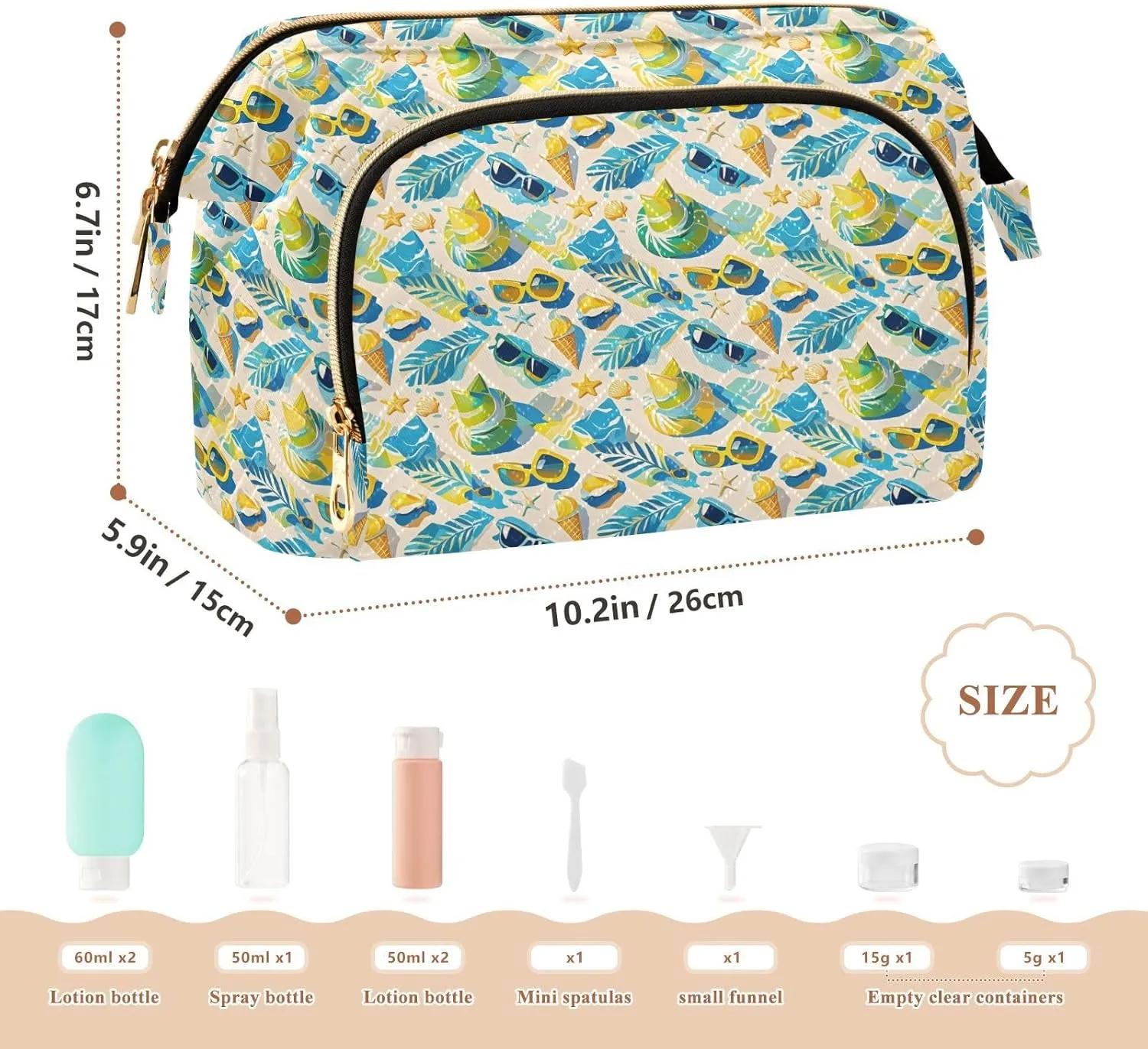 Quilted Makeup Organizer Spacious Travel Bag with Puffy Padded Design for Women