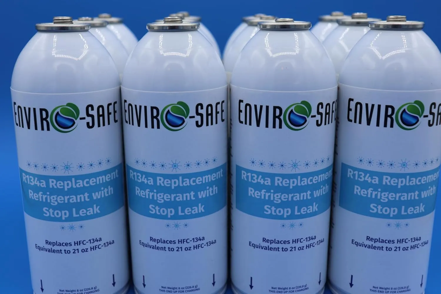 R134a Replacement with Stop Leak| Case of 12 Cans with Piercing Valve for AC Recharging