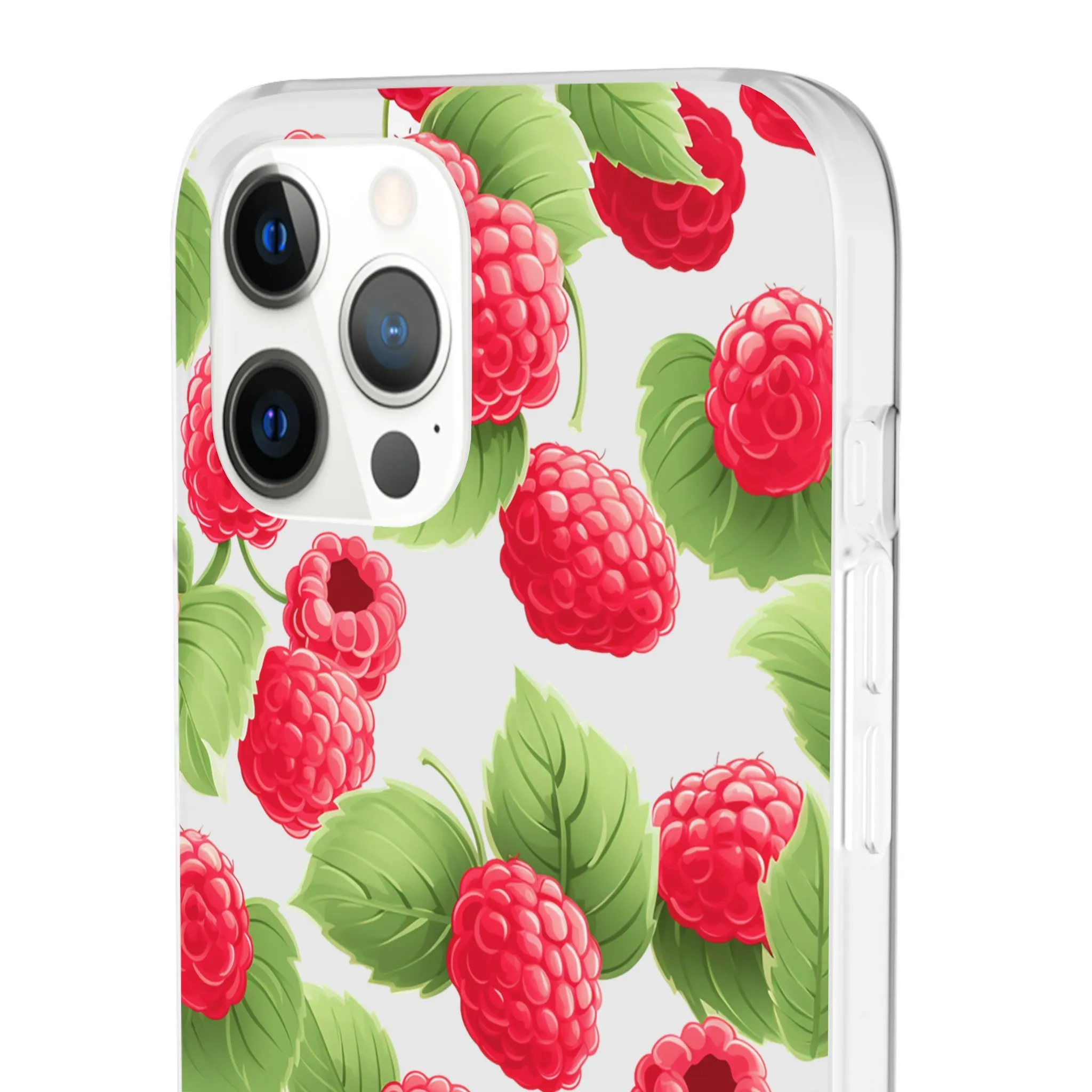 Raspberry Delight: Transparent Flexi Phone Case