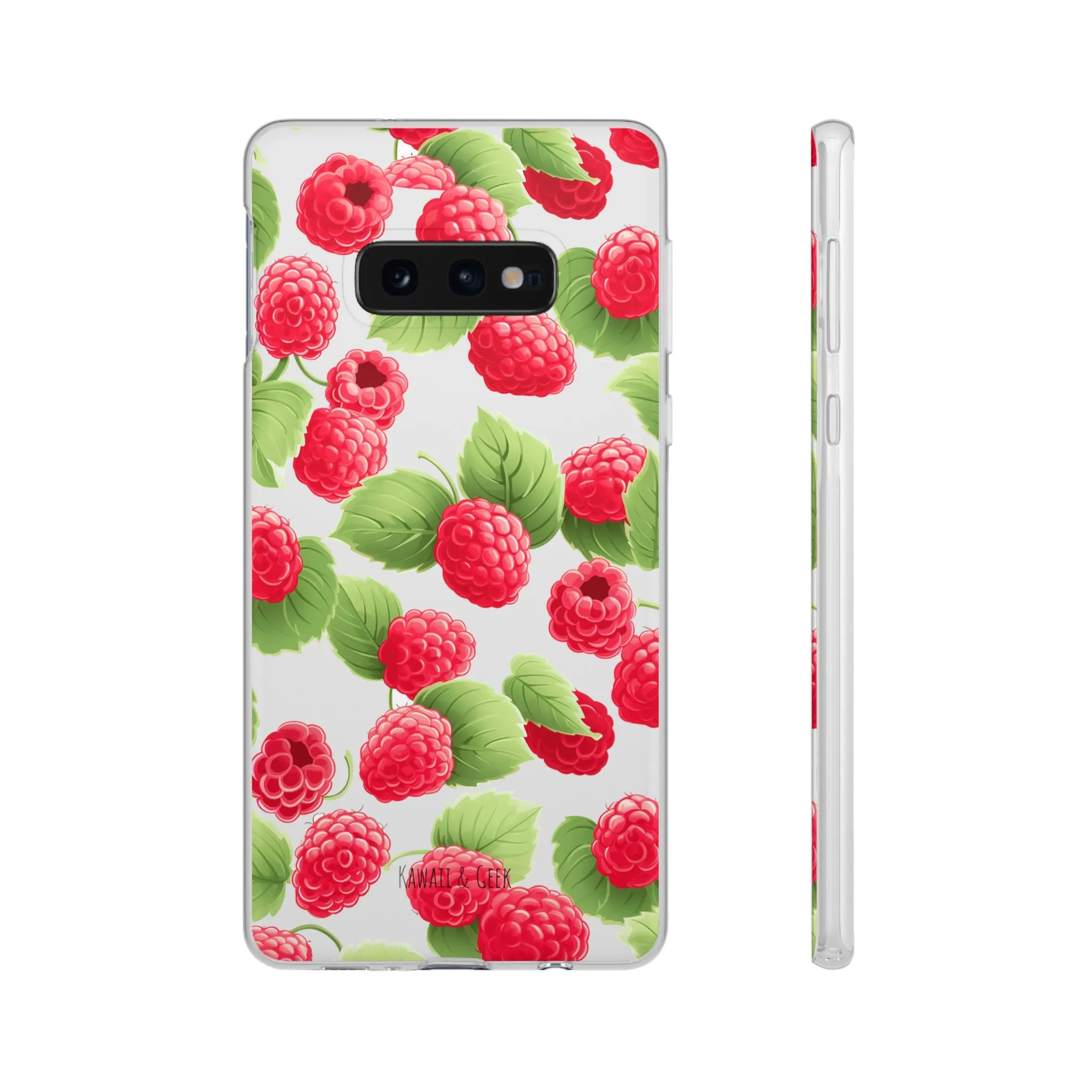 Raspberry Delight: Transparent Flexi Phone Case
