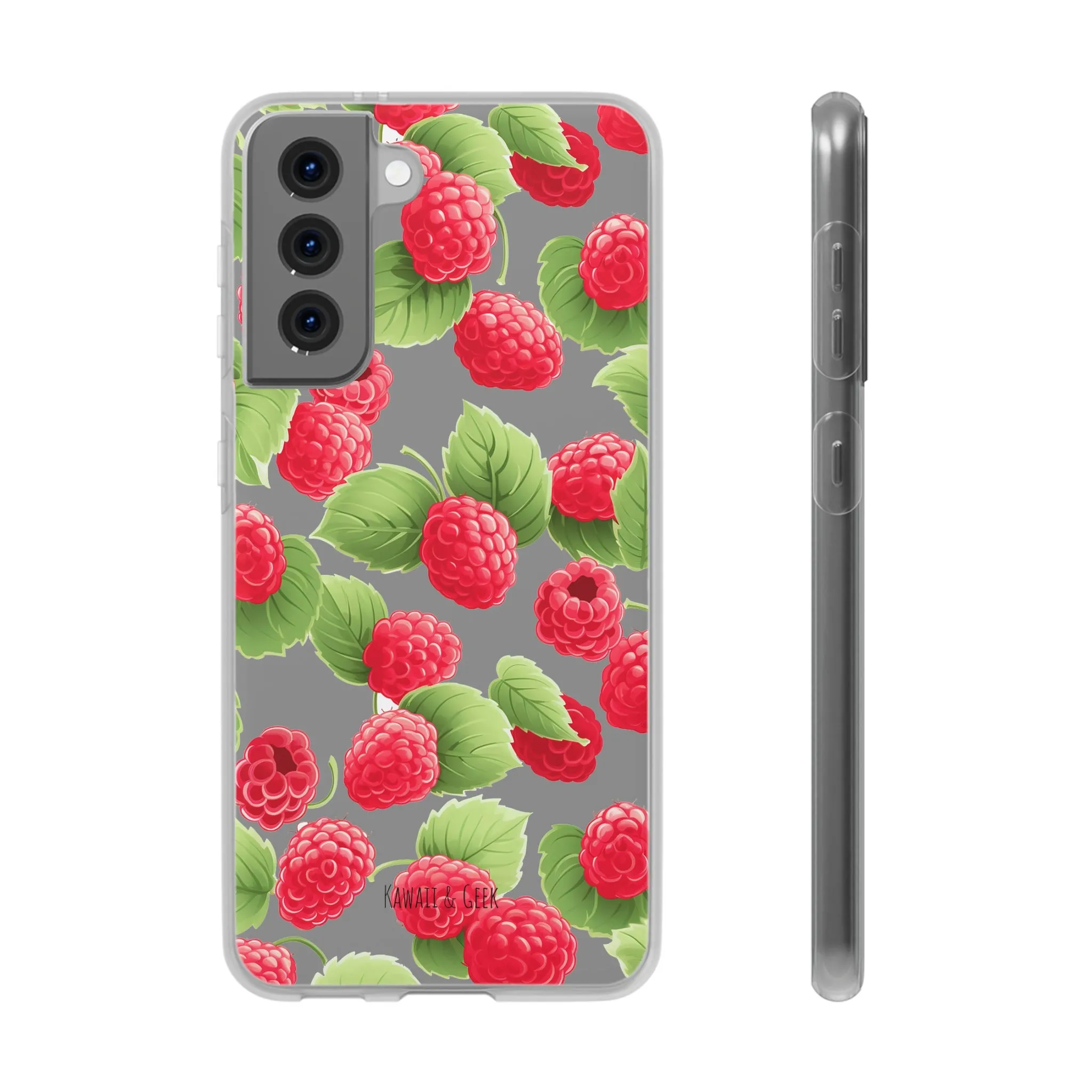 Raspberry Delight: Transparent Flexi Phone Case