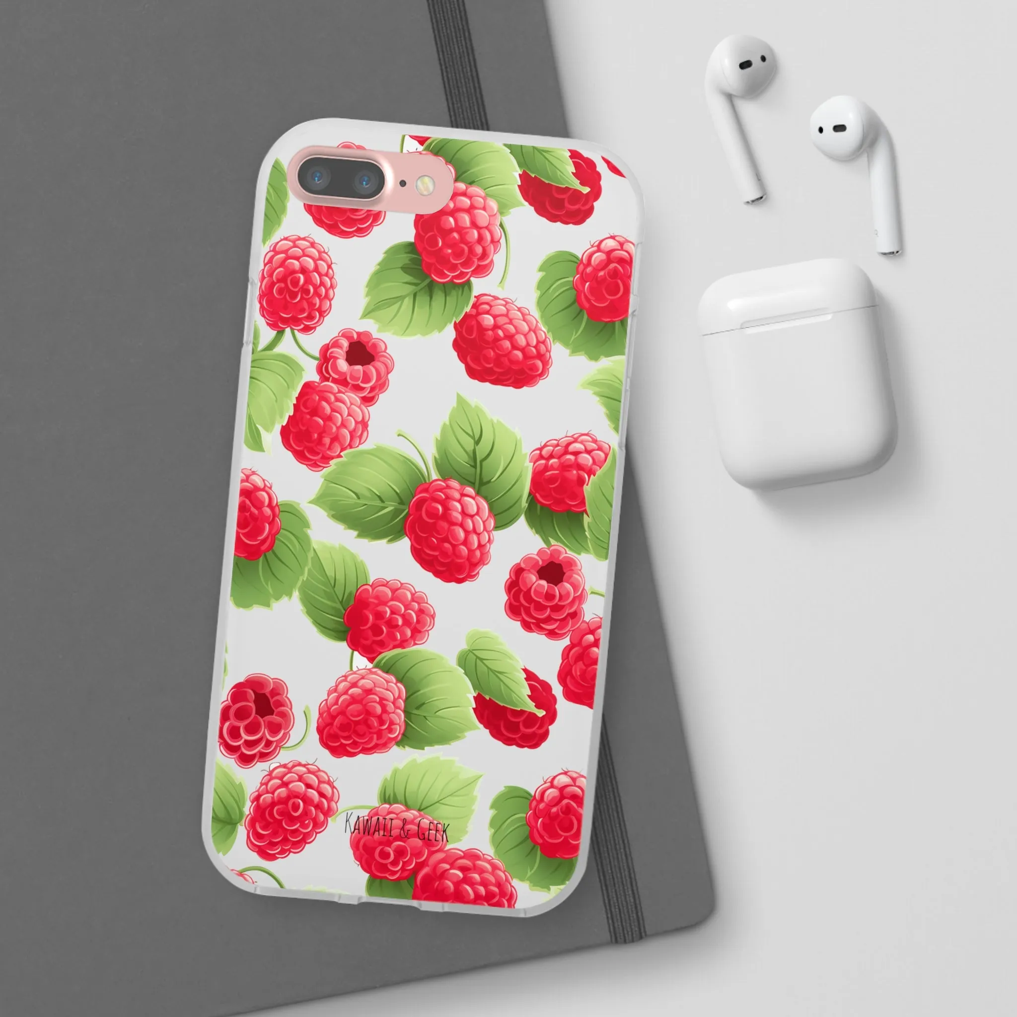 Raspberry Delight: Transparent Flexi Phone Case