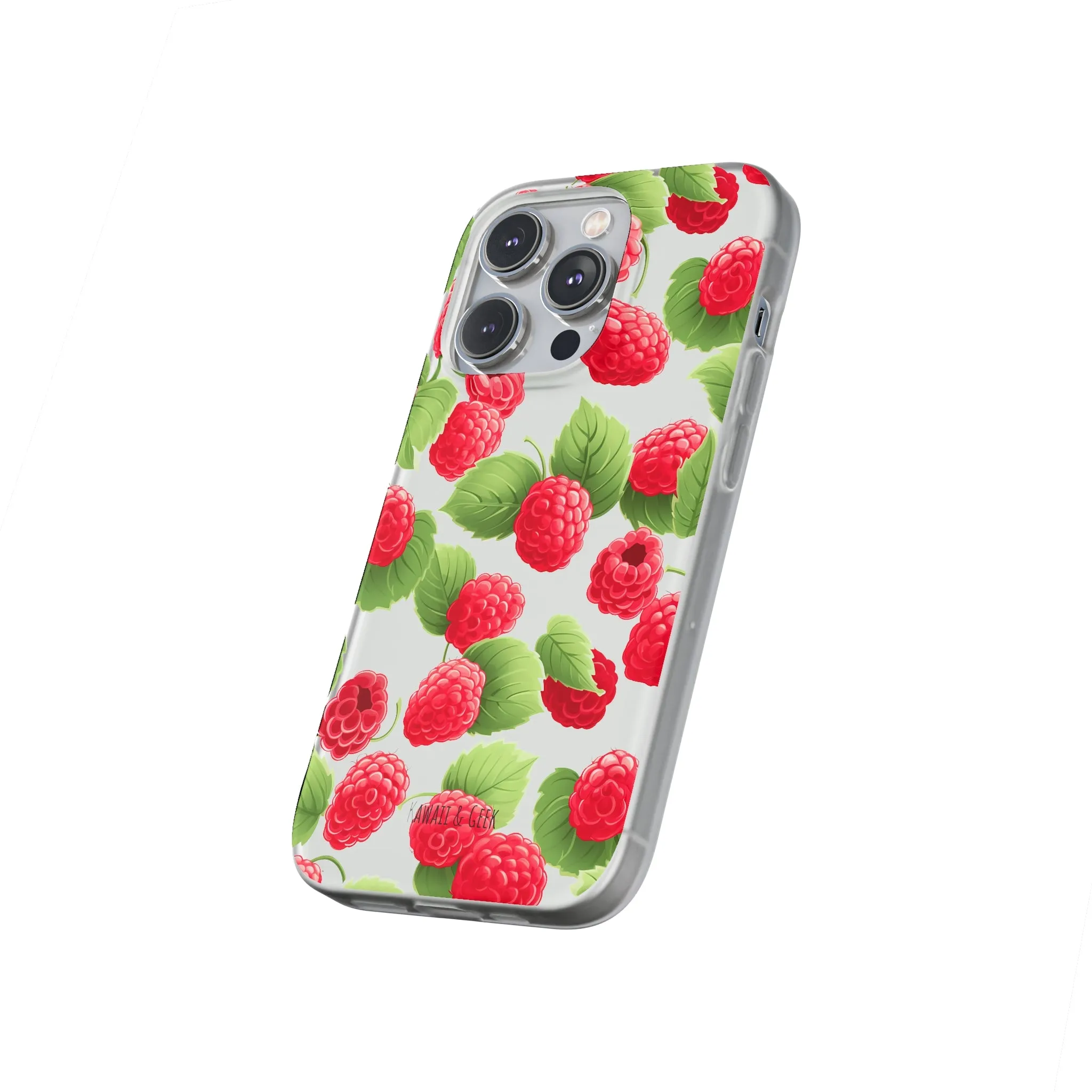 Raspberry Delight: Transparent Flexi Phone Case