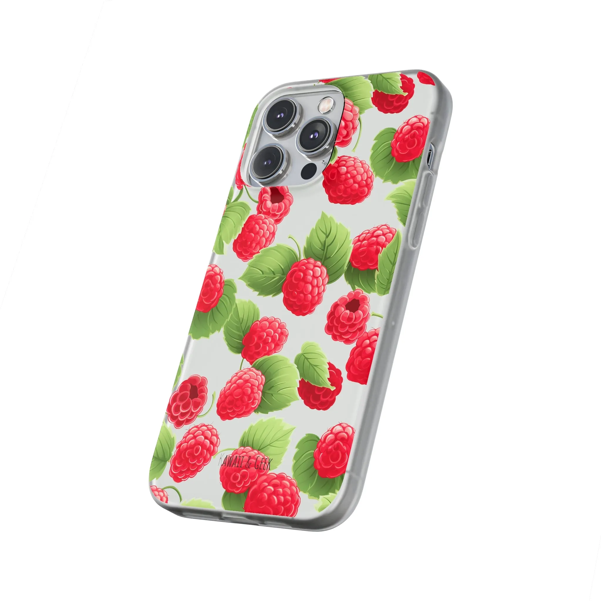 Raspberry Delight: Transparent Flexi Phone Case