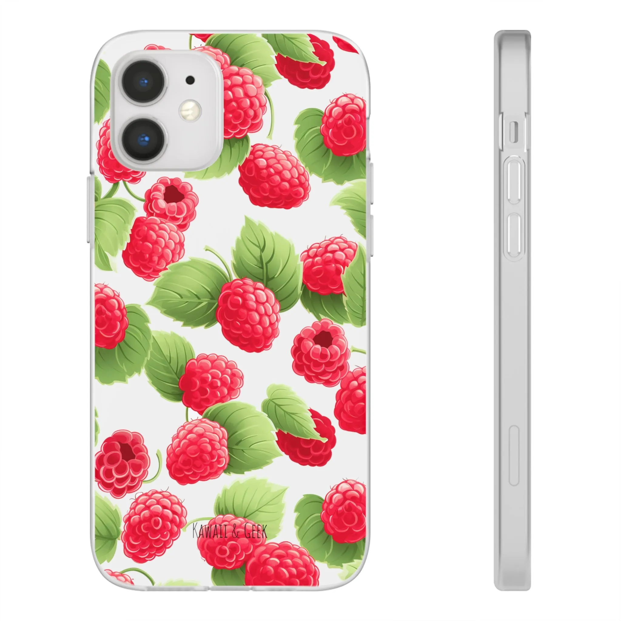 Raspberry Delight: Transparent Flexi Phone Case