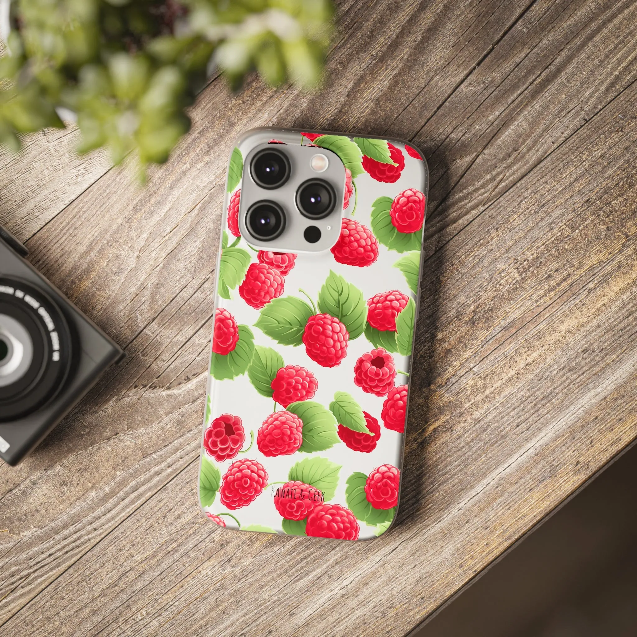 Raspberry Delight: Transparent Flexi Phone Case