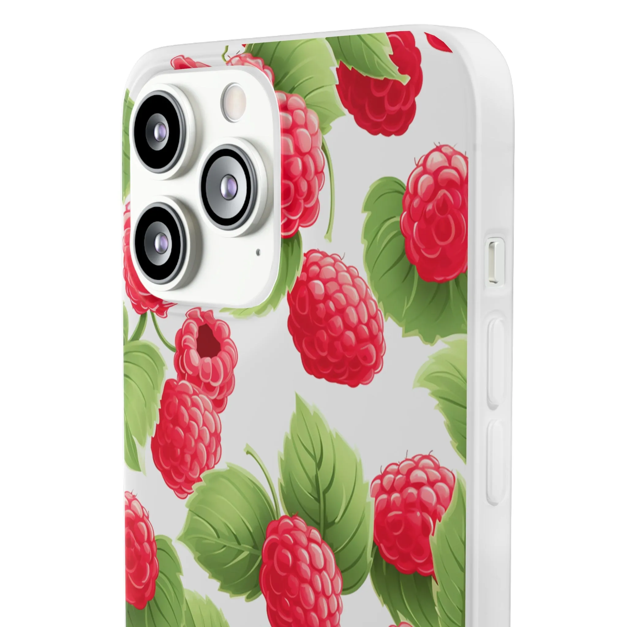 Raspberry Delight: Transparent Flexi Phone Case
