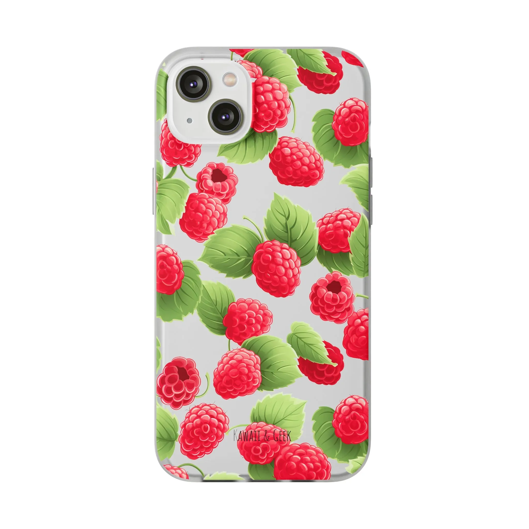 Raspberry Delight: Transparent Flexi Phone Case