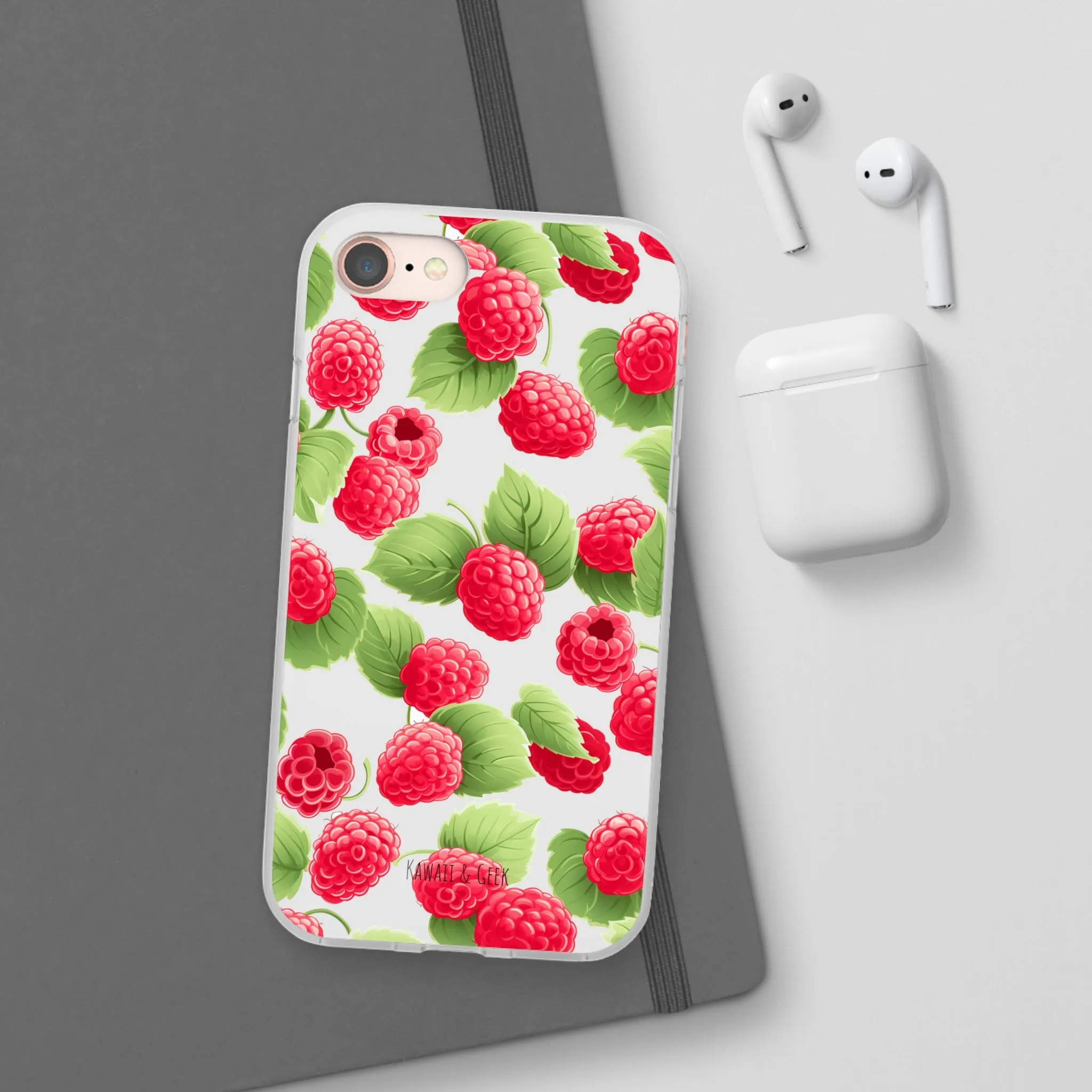 Raspberry Delight: Transparent Flexi Phone Case