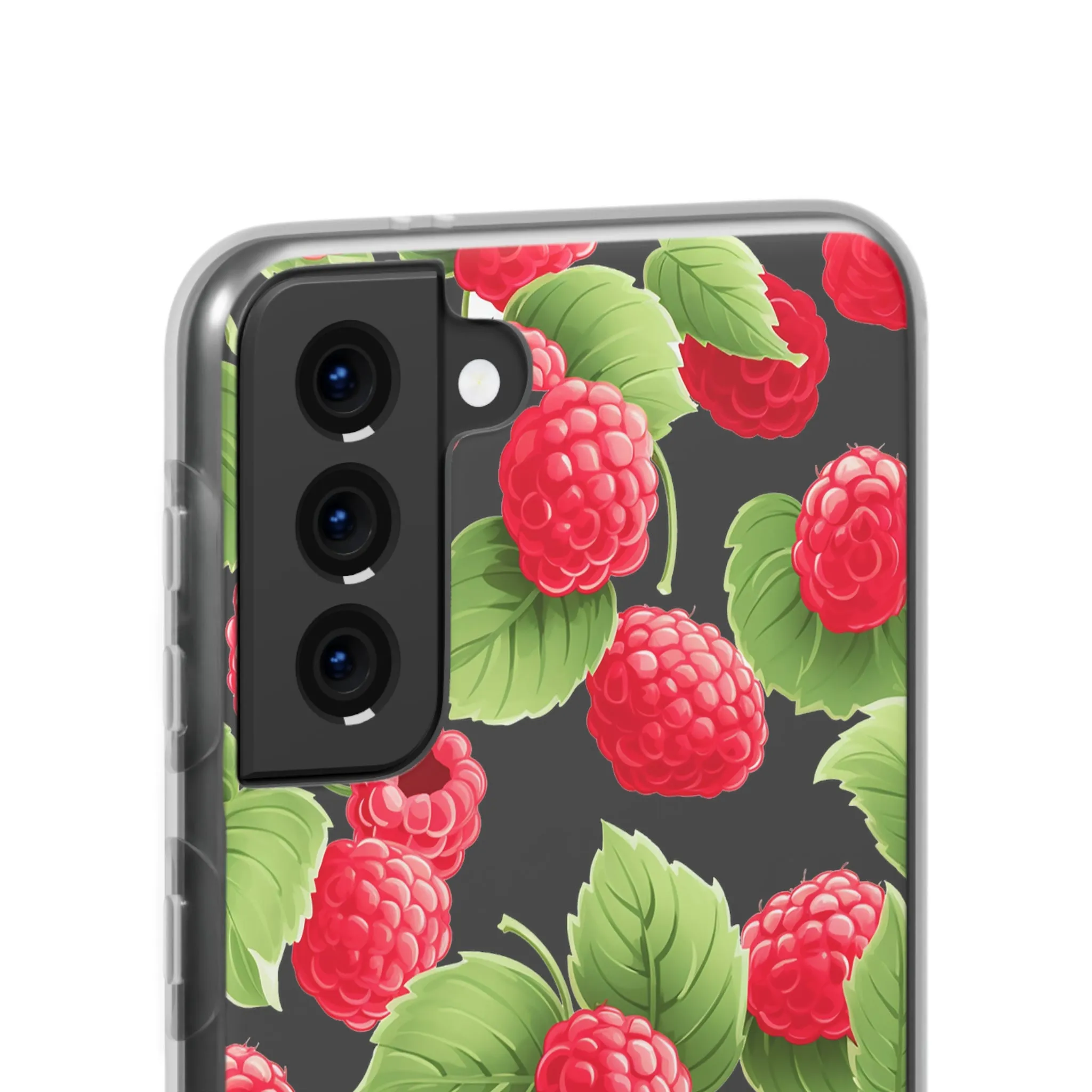 Raspberry Delight: Transparent Flexi Phone Case