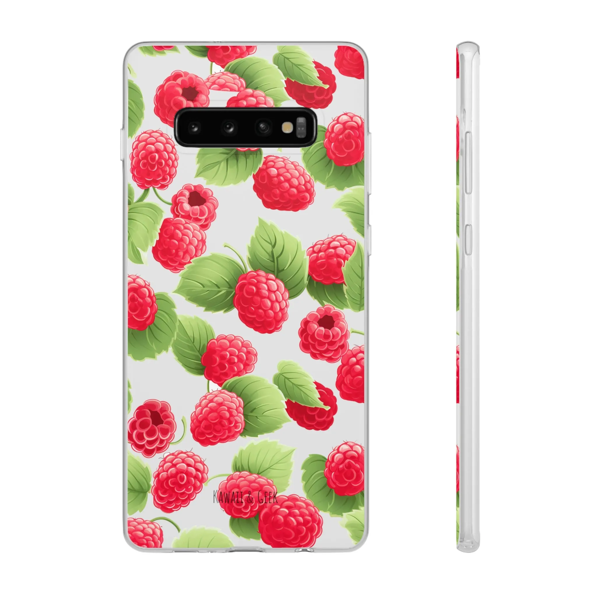 Raspberry Delight: Transparent Flexi Phone Case