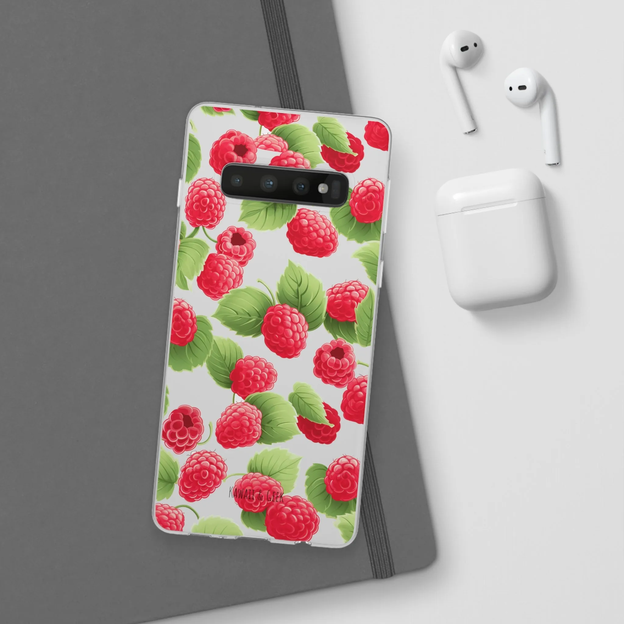 Raspberry Delight: Transparent Flexi Phone Case