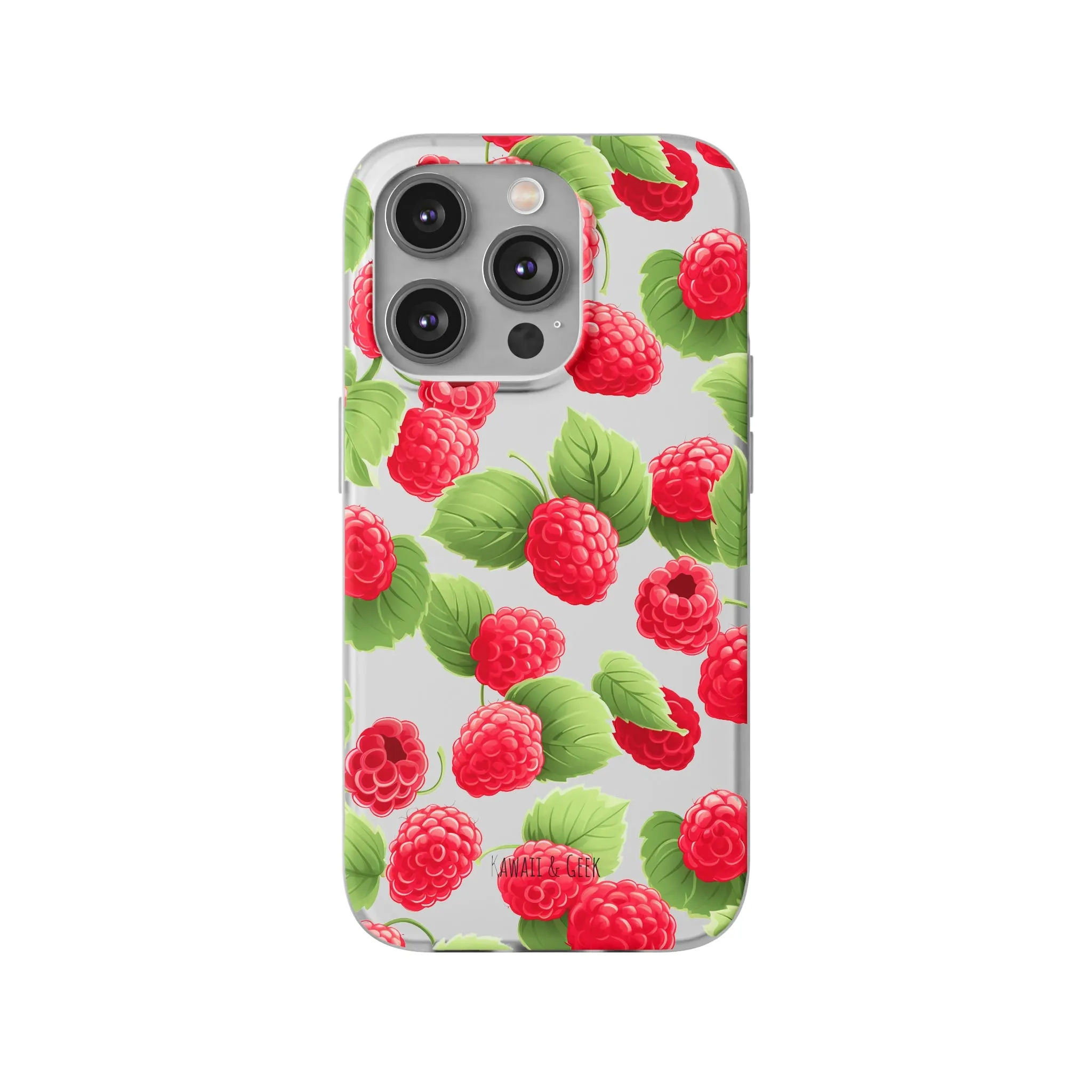 Raspberry Delight: Transparent Flexi Phone Case