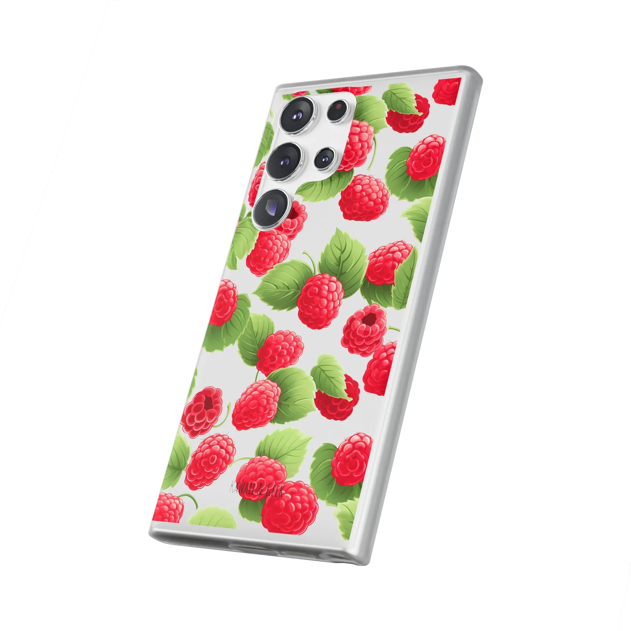 Raspberry Delight: Transparent Flexi Phone Case
