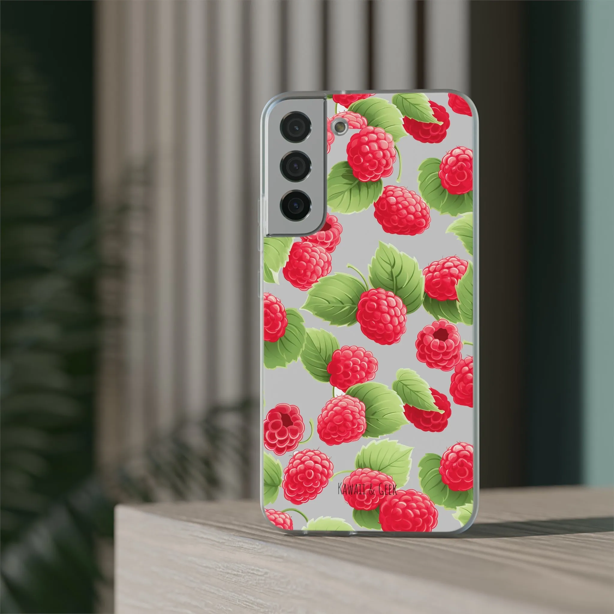 Raspberry Delight: Transparent Flexi Phone Case