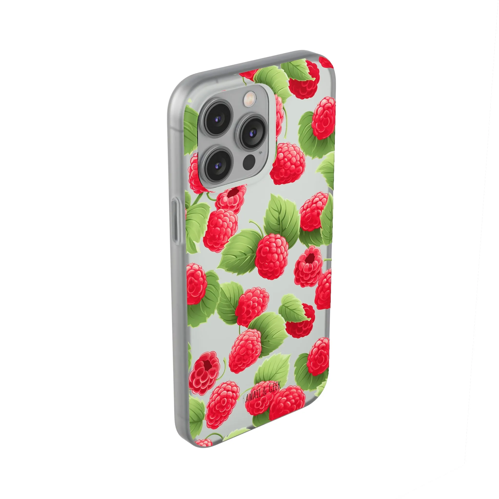 Raspberry Delight: Transparent Flexi Phone Case