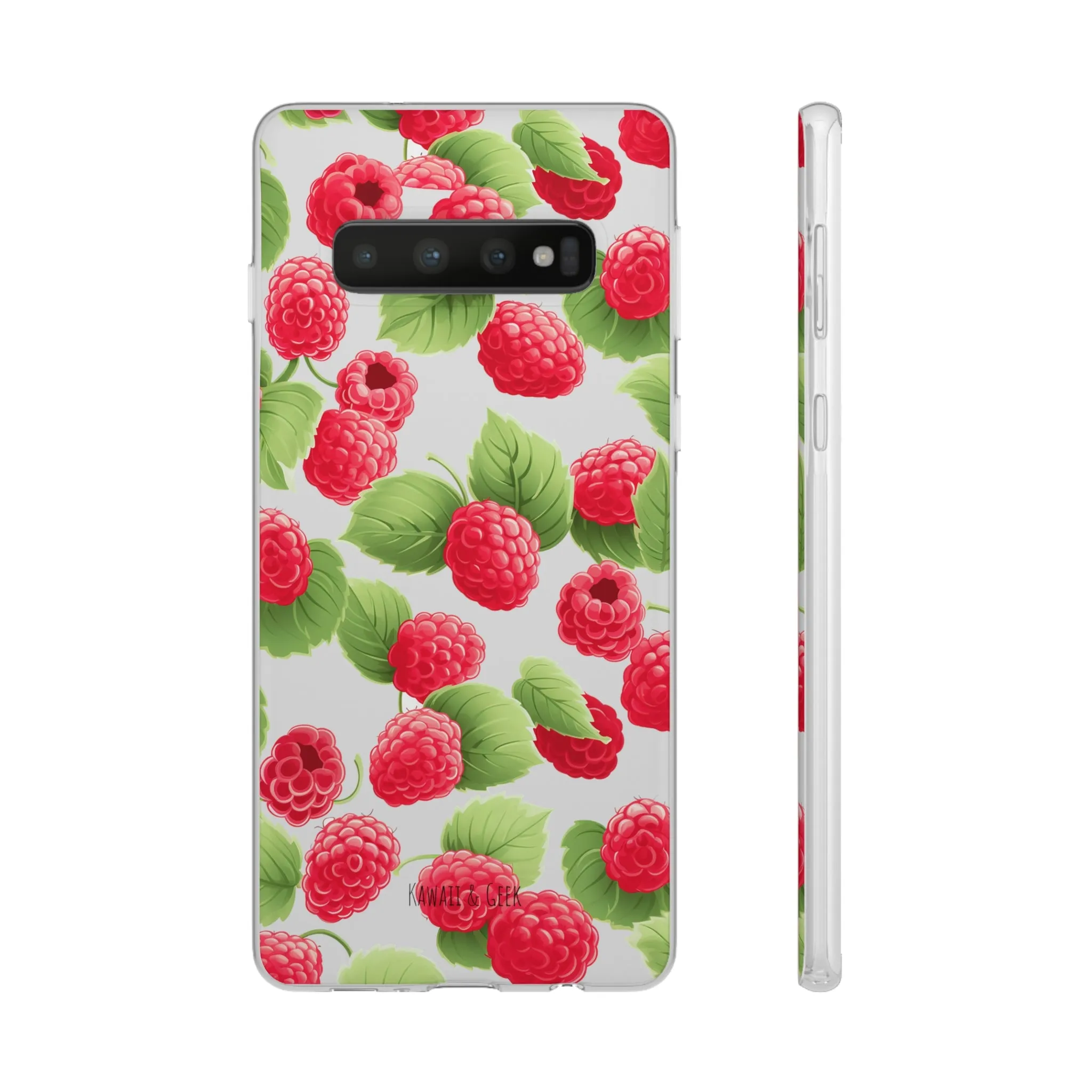 Raspberry Delight: Transparent Flexi Phone Case