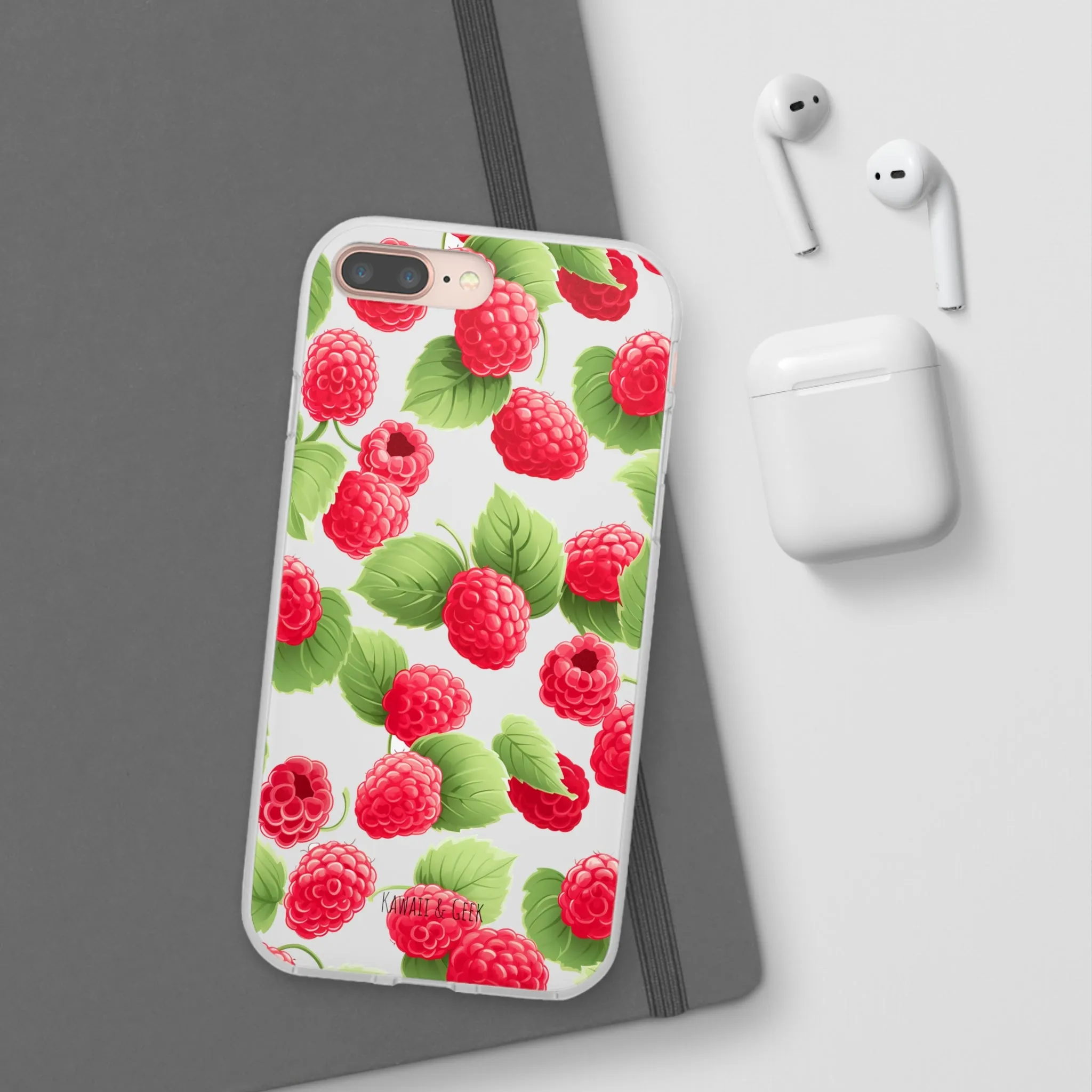Raspberry Delight: Transparent Flexi Phone Case
